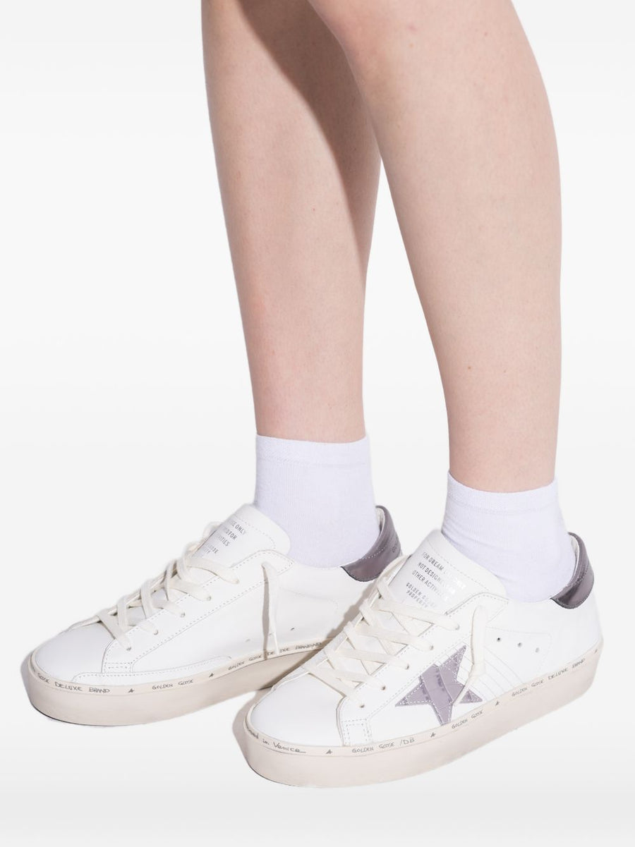Luxurious Golden Goose Hi Star Sneakers Women White Star Motif Platform Heel Perforated Detailing
