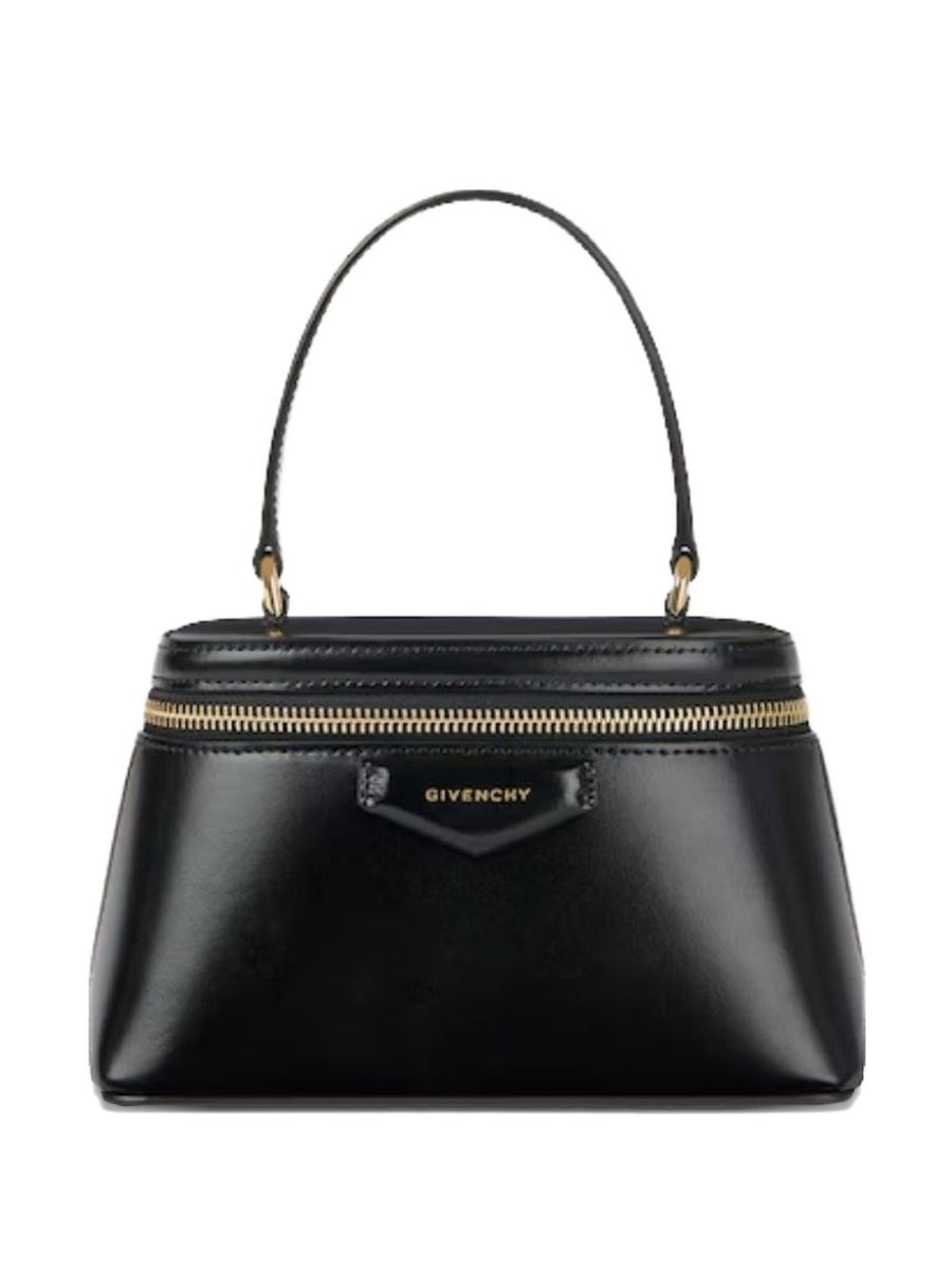 Givenchy Leather Vanity Case Black Calf Leather Clutch With Top Handle Chain Strap For Women Evening