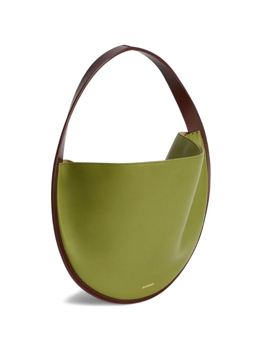 Jil Sander Pivot Leather Shoulder Bag For Women One Size Green Calf Leather Magnetic Closure Quiet Luxury