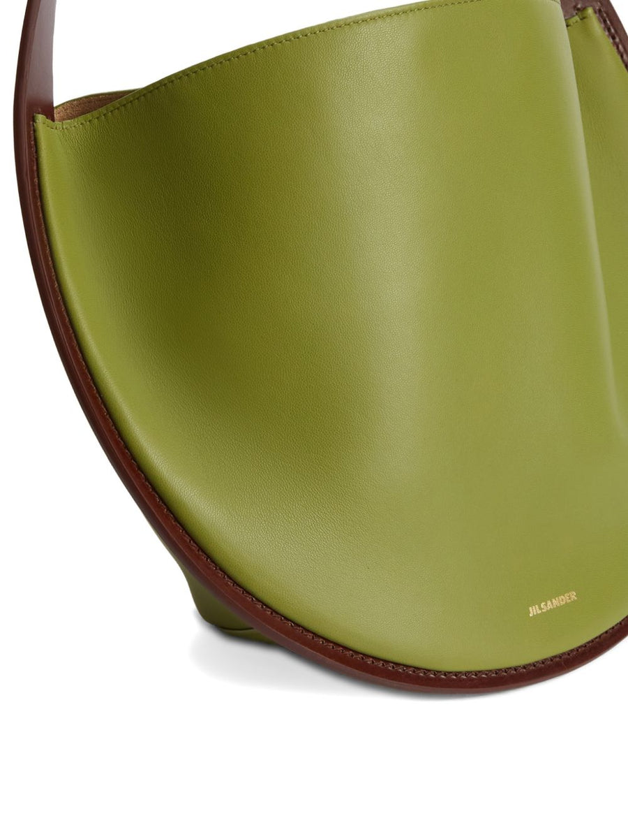 Jil Sander Pivot Leather Shoulder Bag For Women One Size Green Calf Leather Magnetic Closure Quiet Luxury