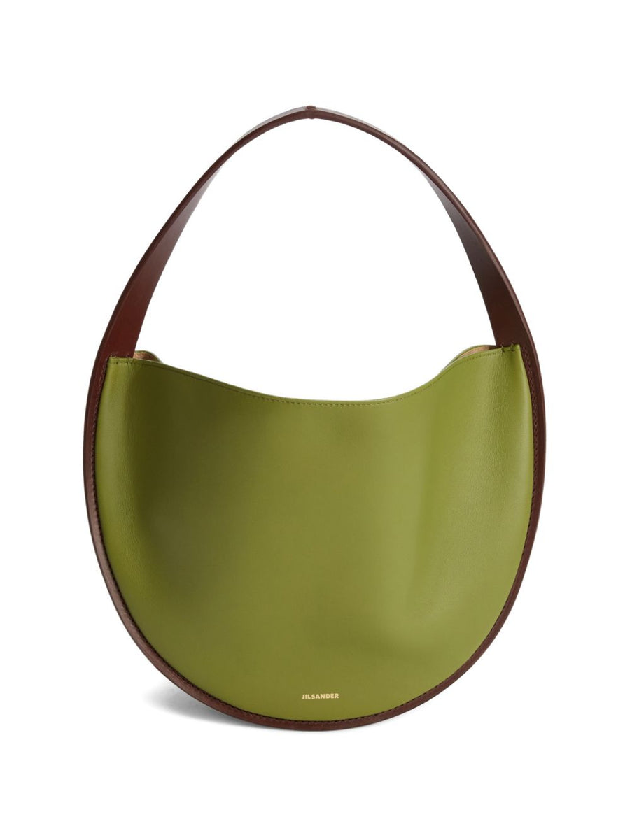 Jil Sander Pivot Leather Shoulder Bag For Women One Size Green Calf Leather Magnetic Closure Quiet Luxury