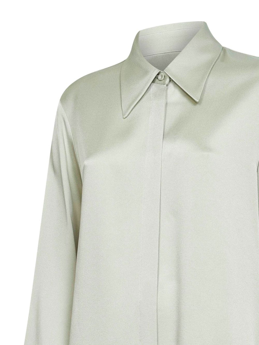 Jil Sander Long Shirt Green For Women Concealed Button Fastening Refined Wide Cuffs Timeless Luxury