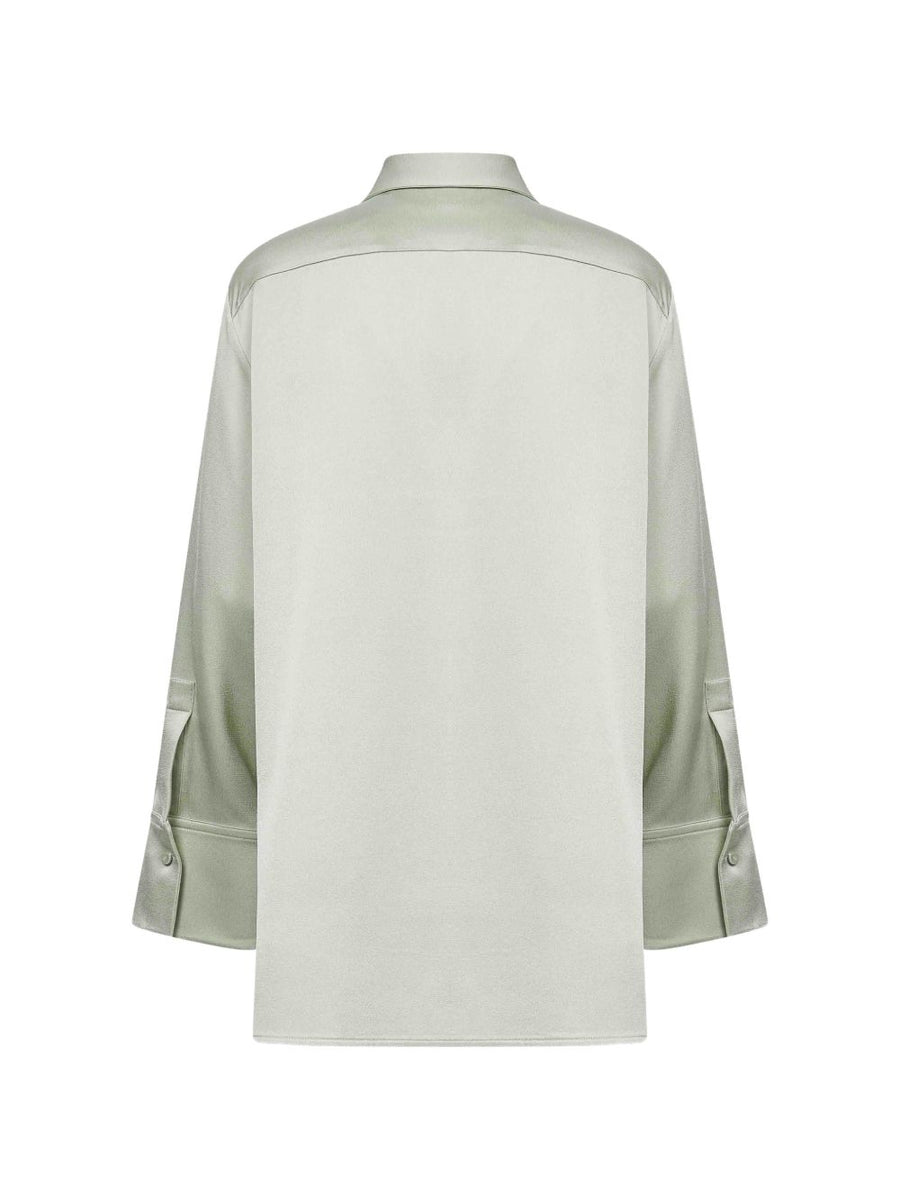 Jil Sander Long Shirt Green For Women Concealed Button Fastening Refined Wide Cuffs Timeless Luxury