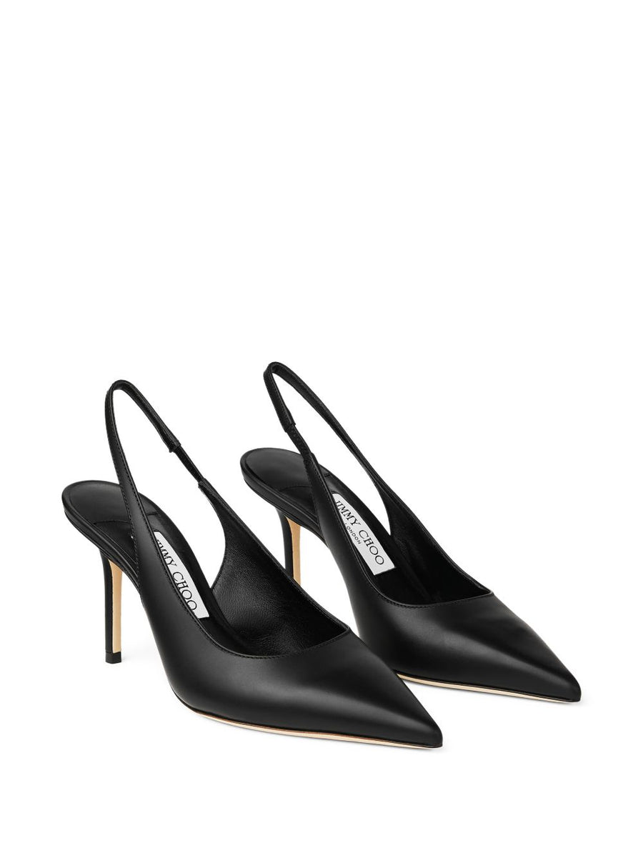 Jimmy Choo Love Leather Slingback Pumps For Women Black Pointed Toe Stiletto Evening Glam