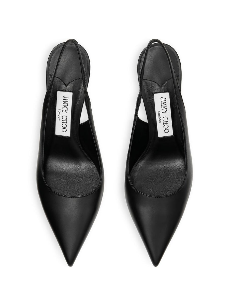 Jimmy Choo Love Leather Slingback Pumps For Women Black Pointed Toe Stiletto Evening Glam