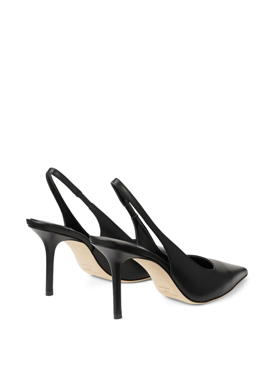 Jimmy Choo Love Leather Slingback Pumps For Women Black Pointed Toe Stiletto Evening Glam