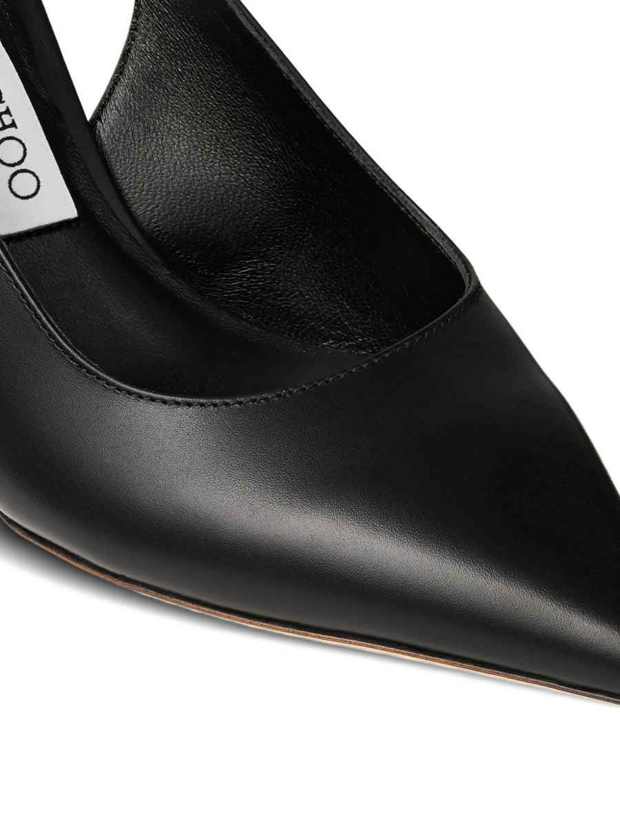 Jimmy Choo Love Leather Slingback Pumps For Women Black Pointed Toe Stiletto Evening Glam