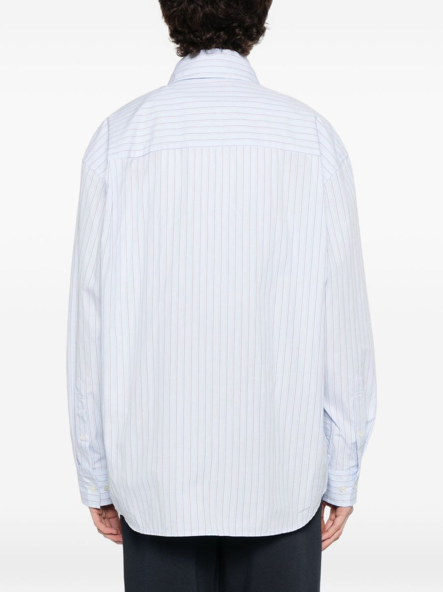 Dunst Striped Cotton Shirt for Women With Chest Pocket Light Blue Multicolour Button Front