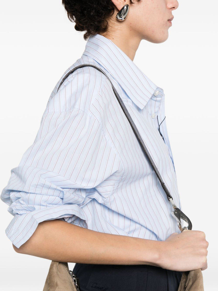 Dunst Striped Cotton Shirt for Women With Chest Pocket Light Blue Multicolour Button Front