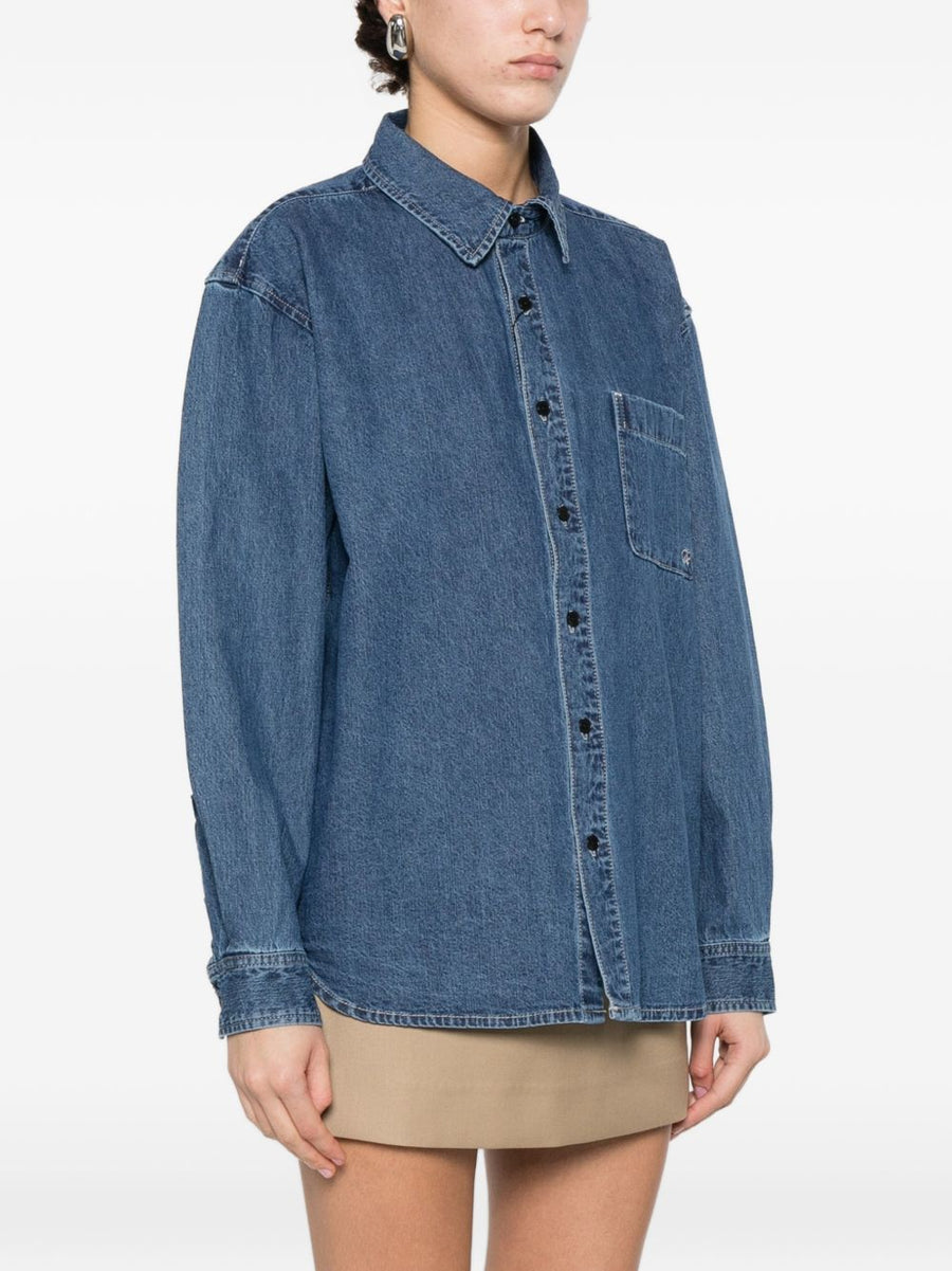 Dunst Navy Cotton Linen Shirt For Women With Chest Pocket Breathable Everyday Casual