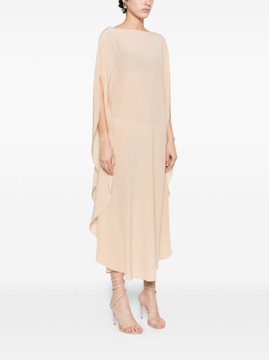Gianluca Capannolo Silk Midi Dress For Women Luxurious Beige Silk Draped Timeless Spring Summer 2026