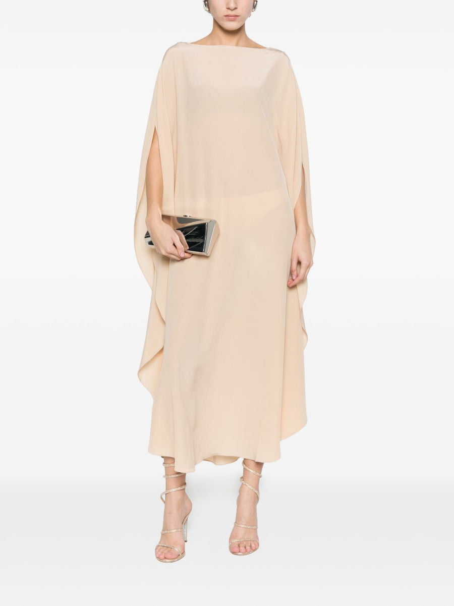 Gianluca Capannolo Silk Midi Dress For Women Luxurious Beige Silk Draped Timeless Spring Summer 2026