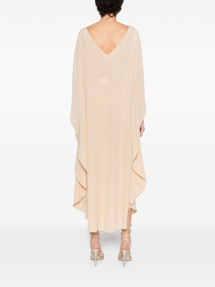 Gianluca Capannolo Silk Midi Dress For Women Luxurious Beige Silk Draped Timeless Spring Summer 2026