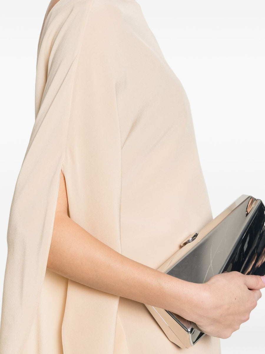 Gianluca Capannolo Silk Midi Dress For Women Luxurious Beige Silk Draped Timeless Spring Summer 2026