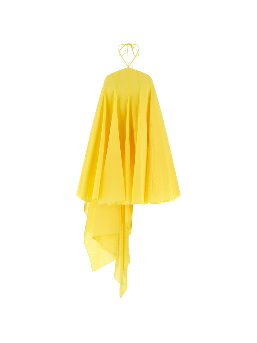 Jacquemus La Robe Triangle Courte Mini Dress Yellow Sleeveless Flared Back Lacing For Women Resort Wear