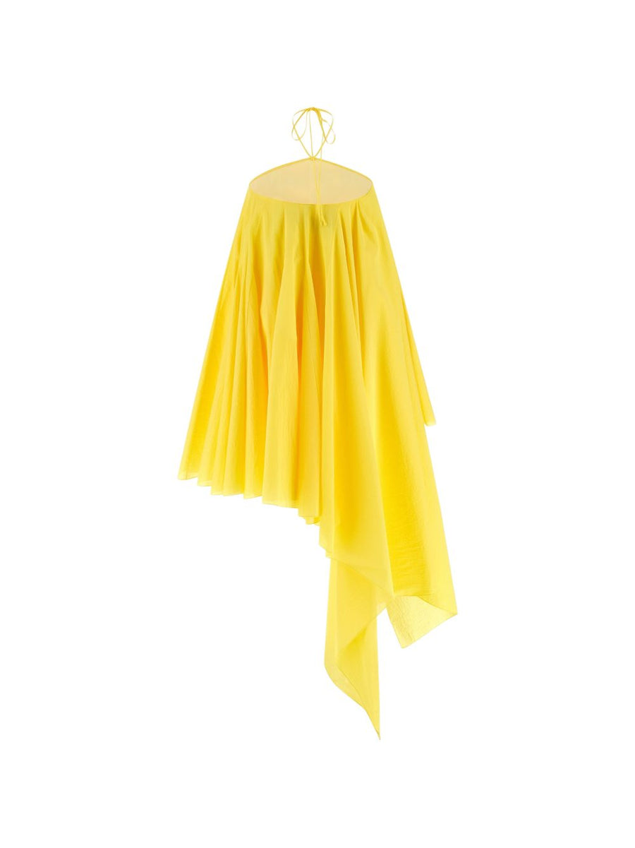 Jacquemus La Robe Triangle Courte Mini Dress Yellow Sleeveless Flared Back Lacing For Women Resort Wear