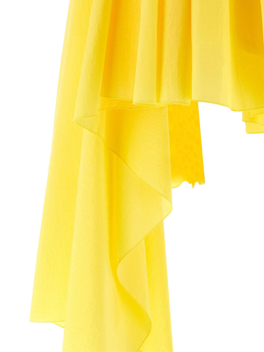 Jacquemus La Robe Triangle Courte Mini Dress Yellow Sleeveless Flared Back Lacing For Women Resort Wear