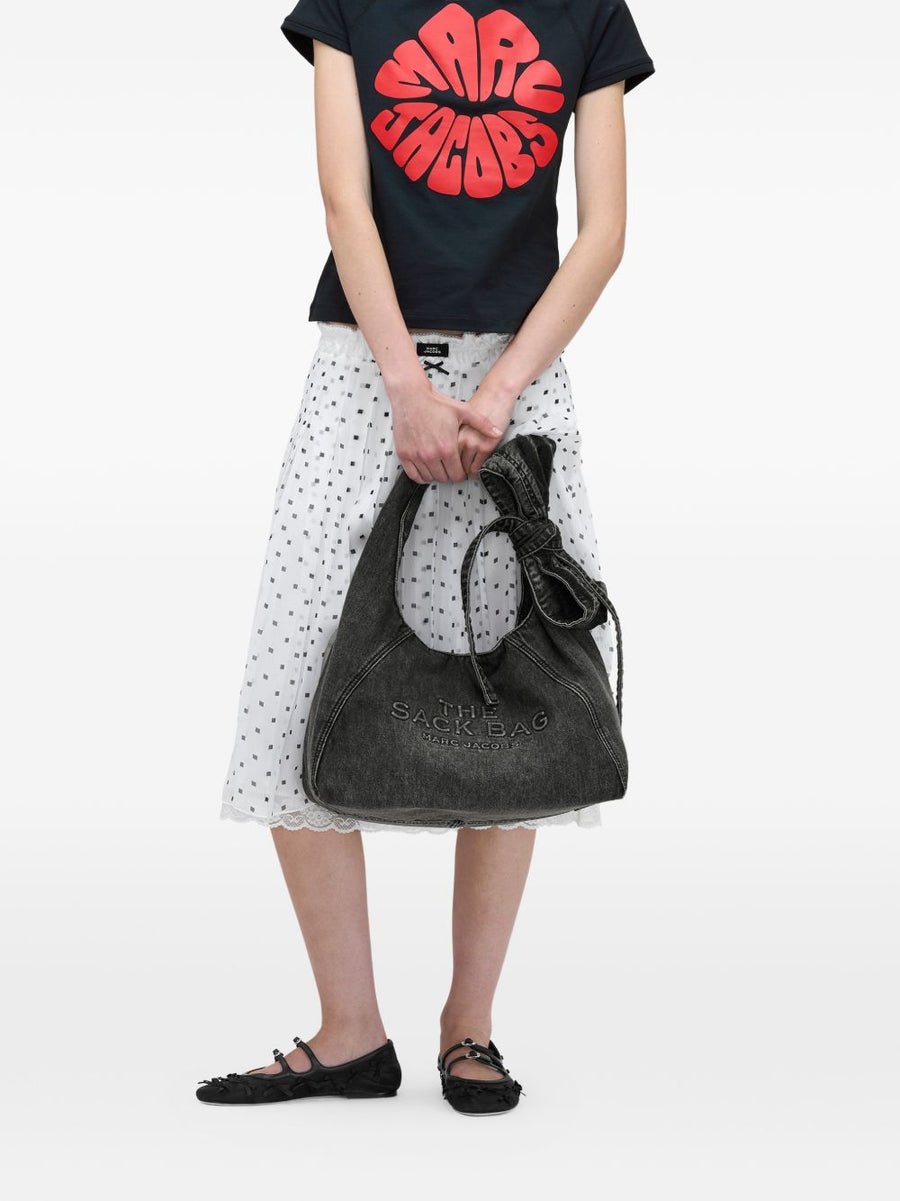 Marc Jacobs The Bow Denim Mini Sack Bag For Women Compact Top Handle Luxury Everyday Carry