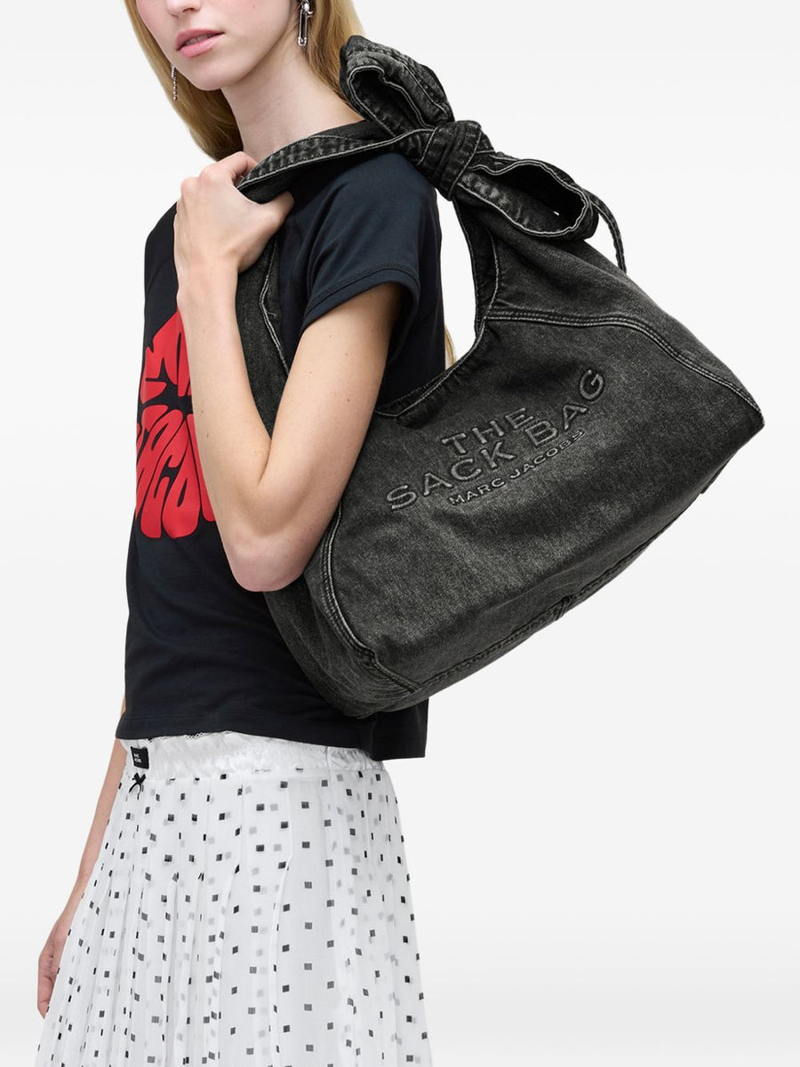 Marc Jacobs The Bow Denim Mini Sack Bag For Women Compact Top Handle Luxury Everyday Carry