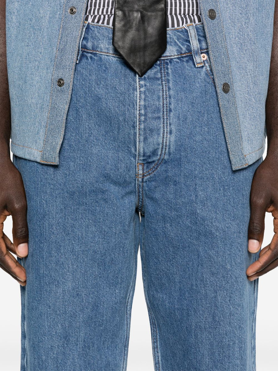 Marine Serre Denim Jeans for Men Straight Leg Light Blue One Hundred Percent Cotton Premium Craftsmanship