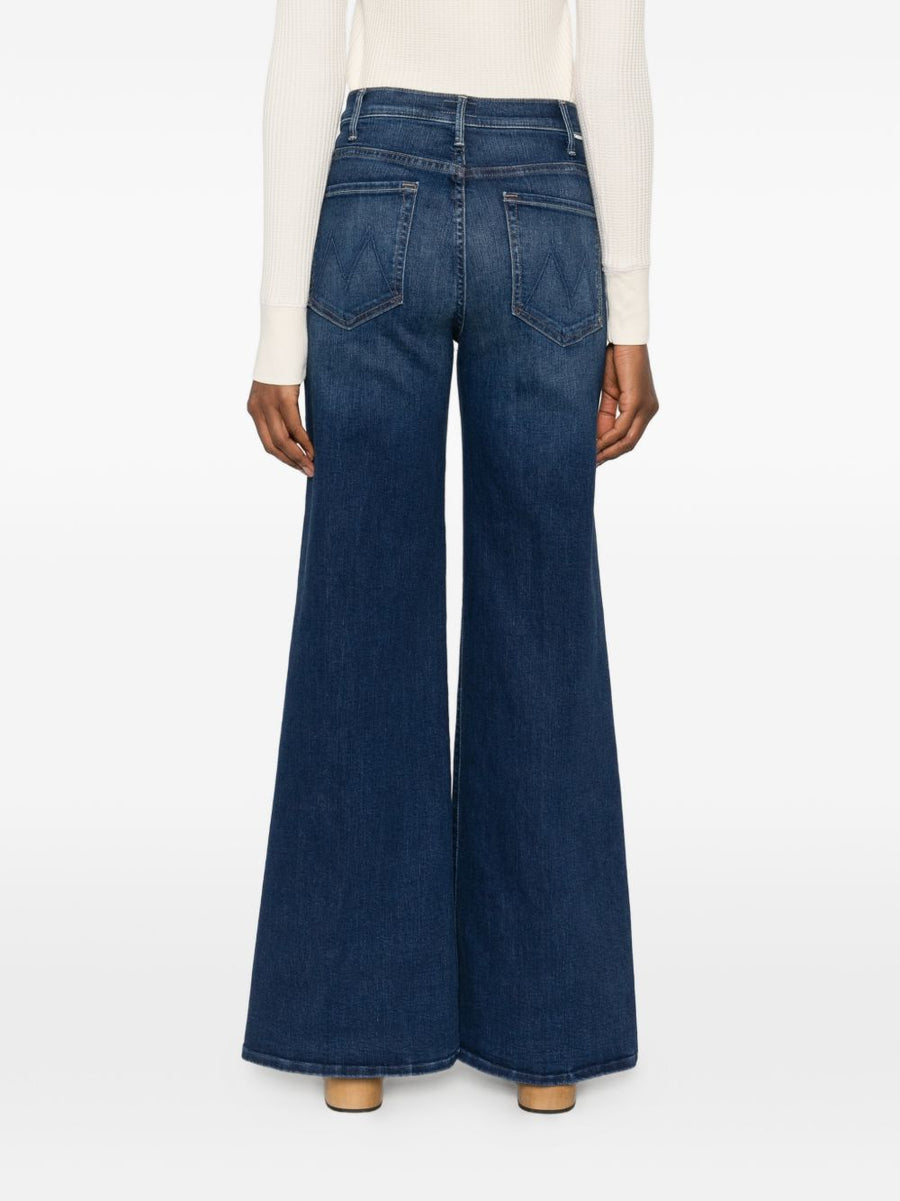Mother Hustler Roller Sneak Denim Jeans Navy For Women Comfort Stretch Five Pocket Wardrobe Essential