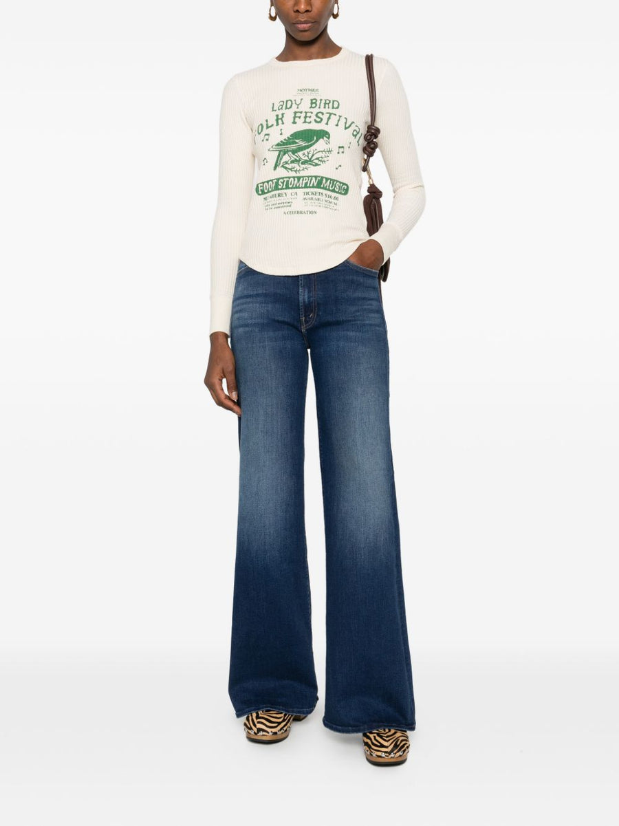 Mother Hustler Roller Sneak Denim Jeans Navy For Women Comfort Stretch Five Pocket Wardrobe Essential