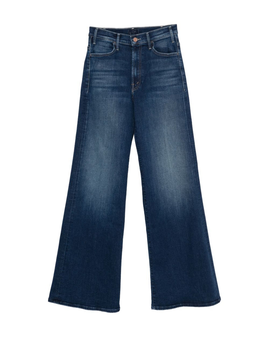Mother Hustler Roller Sneak Denim Jeans Navy For Women Comfort Stretch Five Pocket Wardrobe Essential