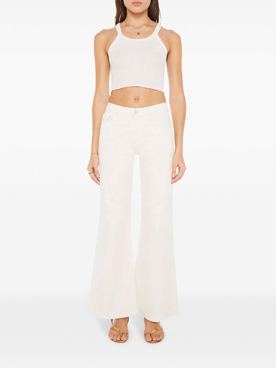 Mother The Twister Skimp Denim Jeans In Ecru High Waist Wide Leg With Stretch Comfort For Women