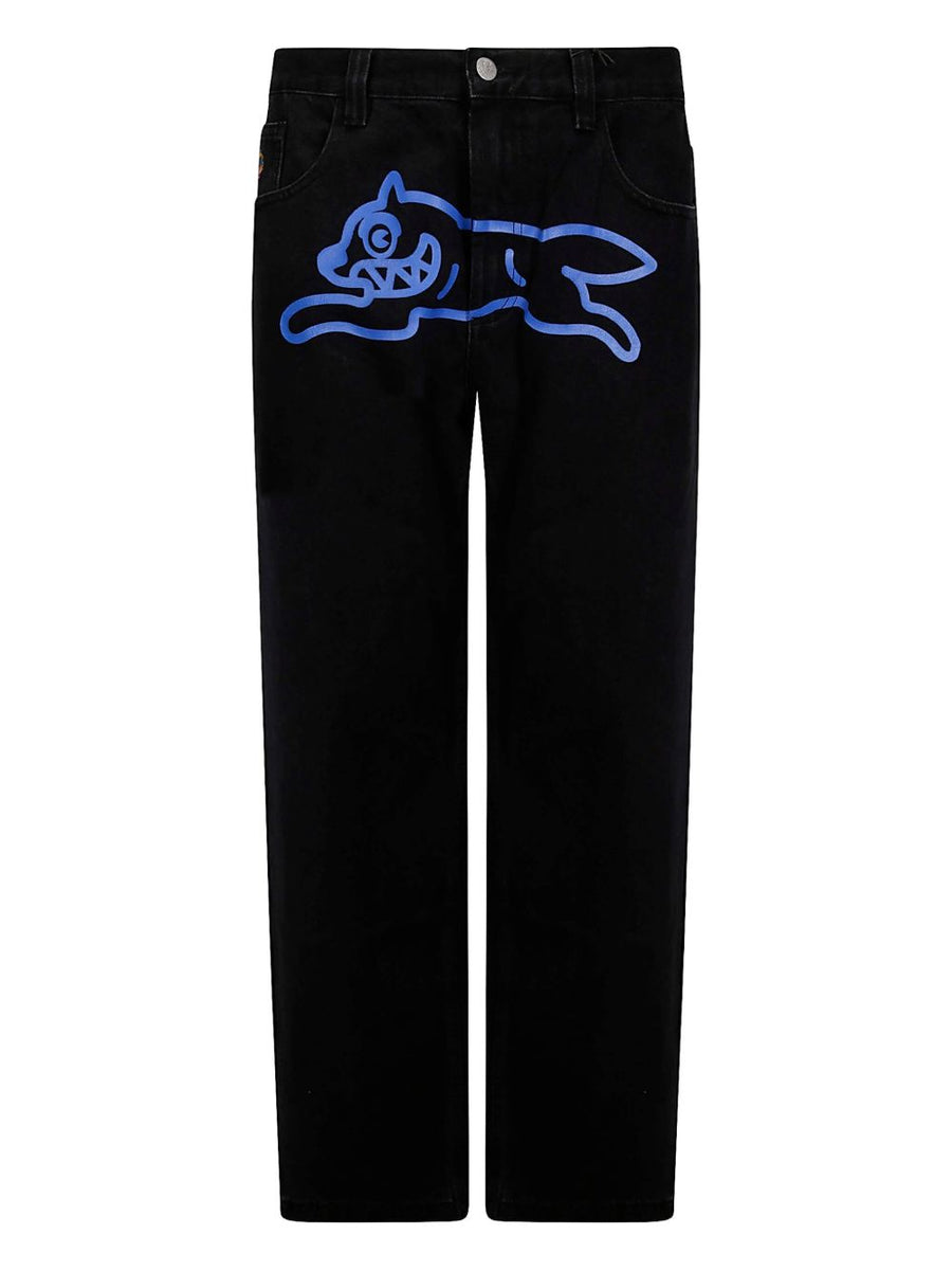 Icecream Running Dog Denim Jeans for Men 100 Percent Cotton Everyday Casualwear with Black Logo Patches