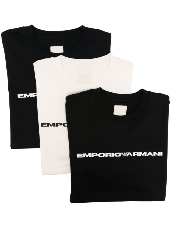 Emporio Armani Logo T Shirts 3 Pack For Men Multicolor Print Premium 100 Percent Cotton Tee