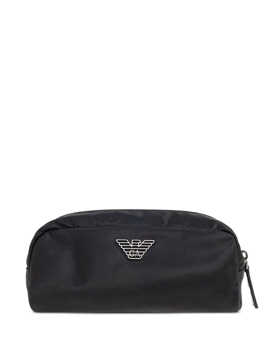 Emporio Armani Exclusive ASV Recycled Nylon Makeup Case for Men Top Zip Luxury Clutch