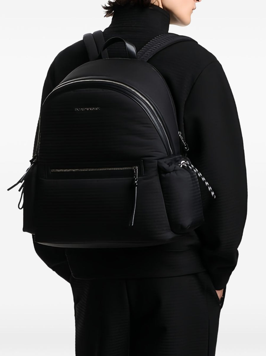 Emporio Armani Exclusive Round Nylon Backpack For Men With Monogram Lettering Premium Craftsmanship