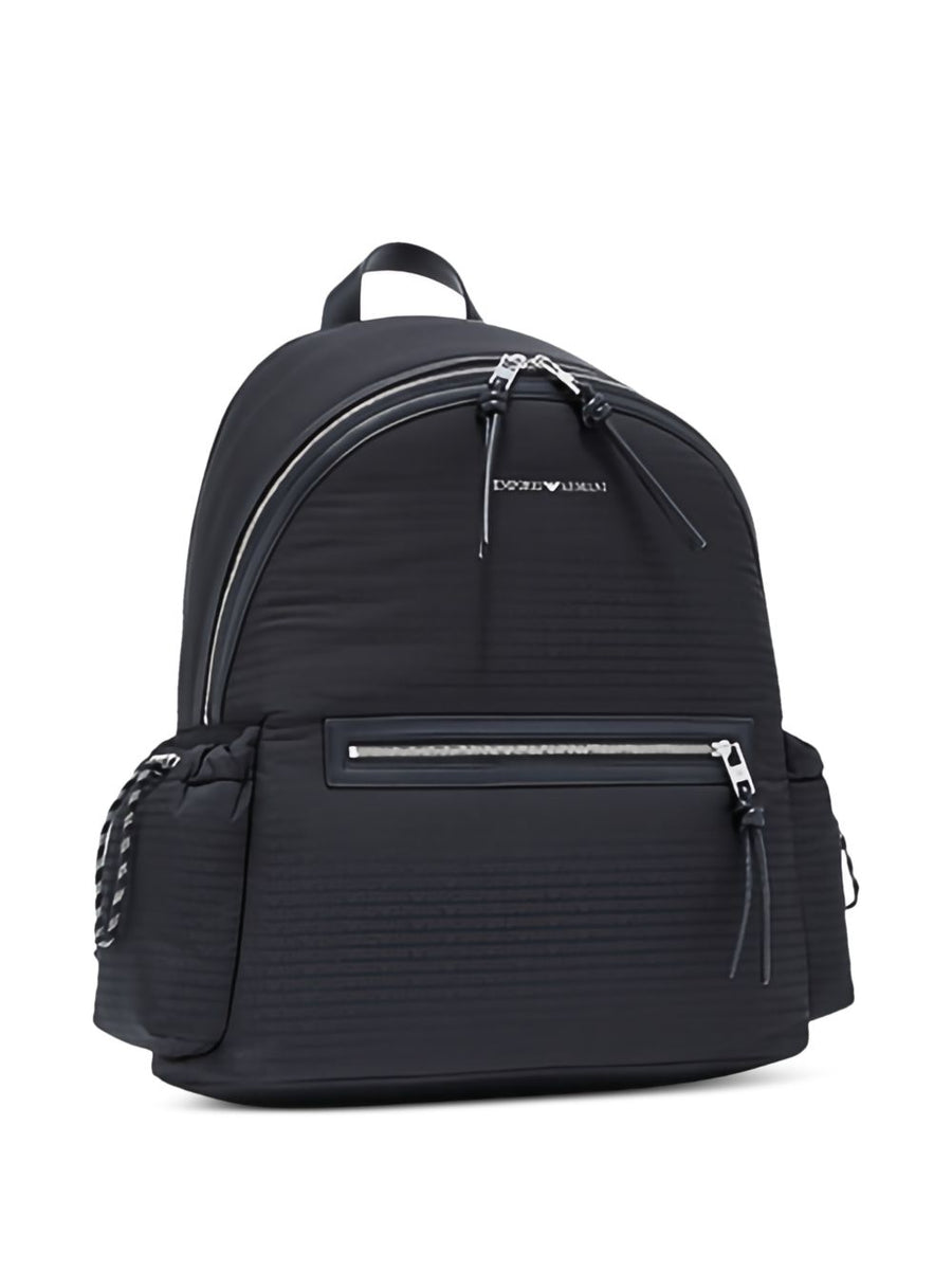 Emporio Armani Exclusive Round Nylon Backpack For Men With Monogram Lettering Premium Craftsmanship