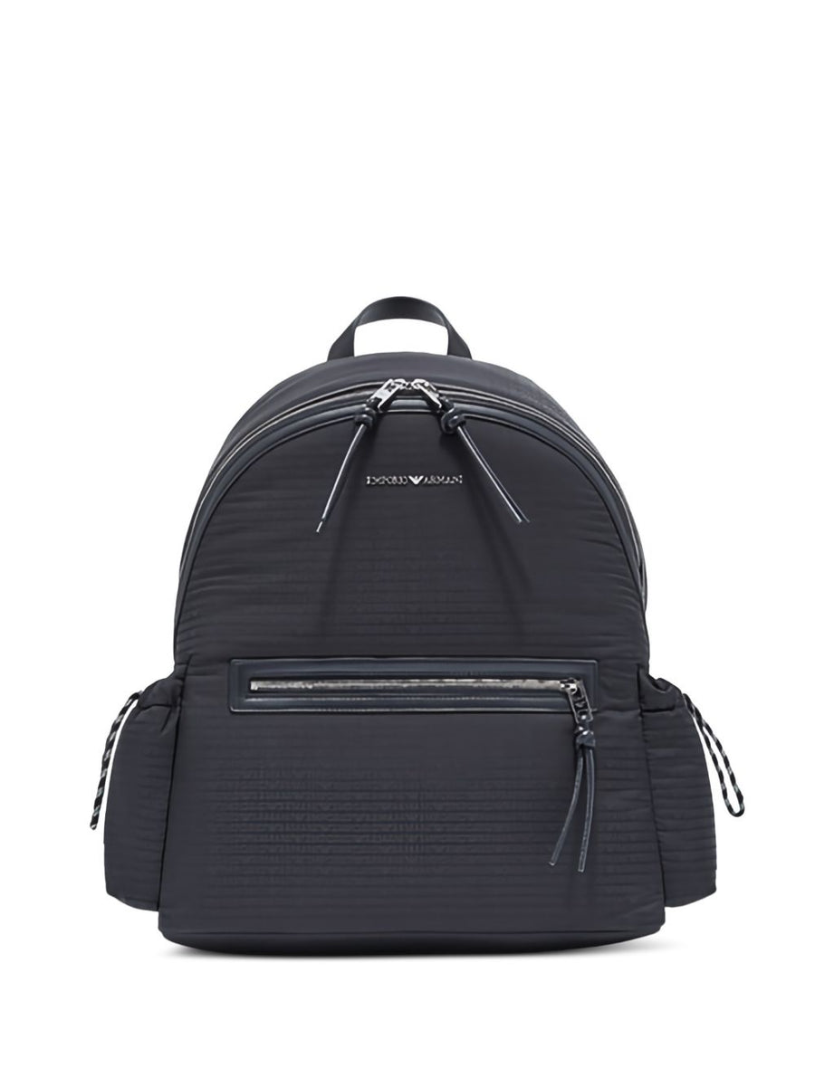 Emporio Armani Exclusive Round Nylon Backpack For Men With Monogram Lettering Premium Craftsmanship