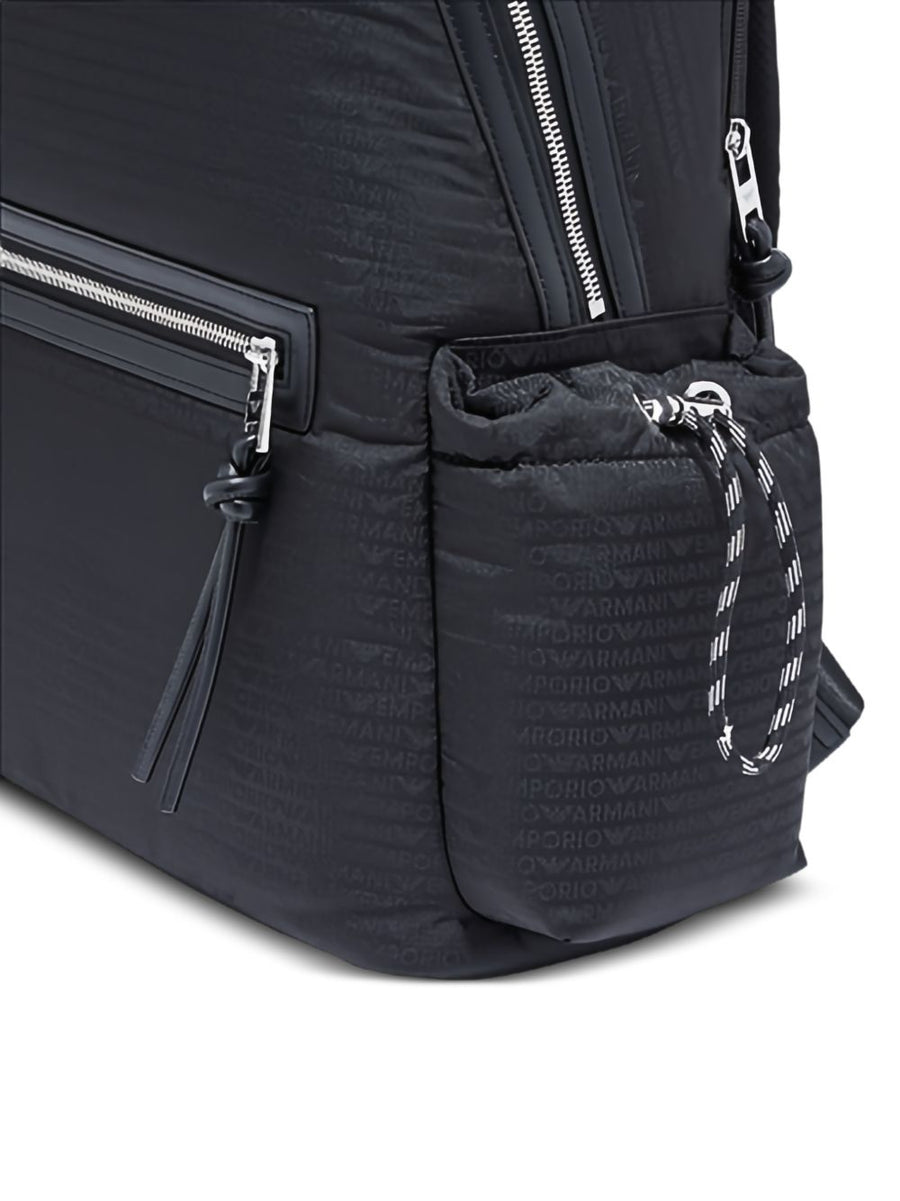 Emporio Armani Exclusive Round Nylon Backpack For Men With Monogram Lettering Premium Craftsmanship