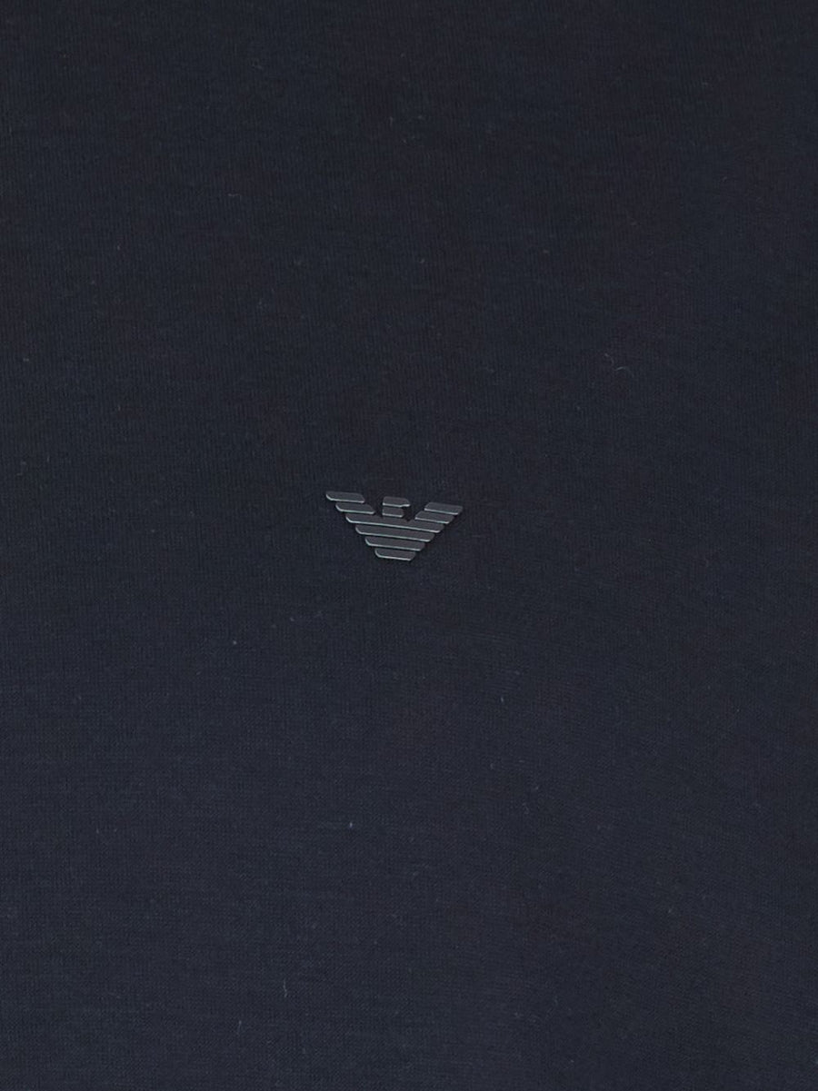 Emporio Armani Navy Logo T Shirt For Men Lyocell Cotton Blend Standard Size