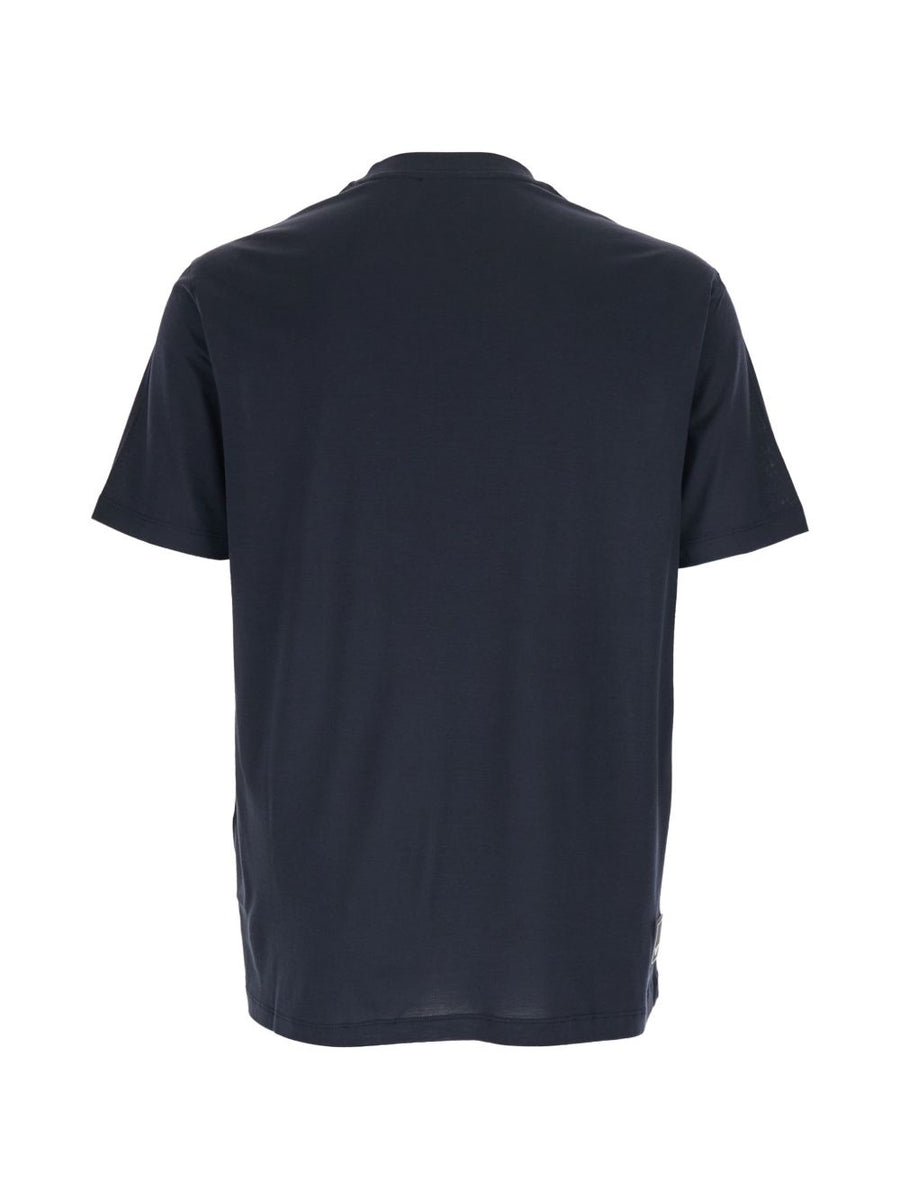 Emporio Armani Navy Logo T Shirt For Men Lyocell Cotton Blend Standard Size