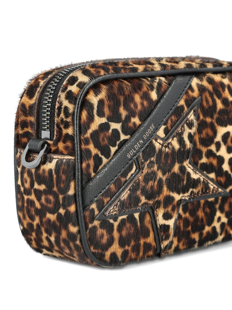 Golden Goose Mini Star Bag Leopard Pony Skin Shoulder Bag Tone On Tone Star For Women