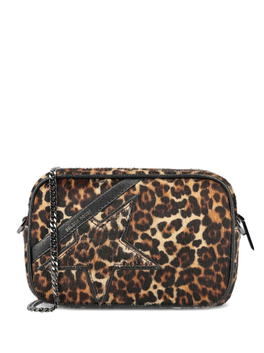 Golden Goose Mini Star Bag Leopard Pony Skin Shoulder Bag Tone On Tone Star For Women