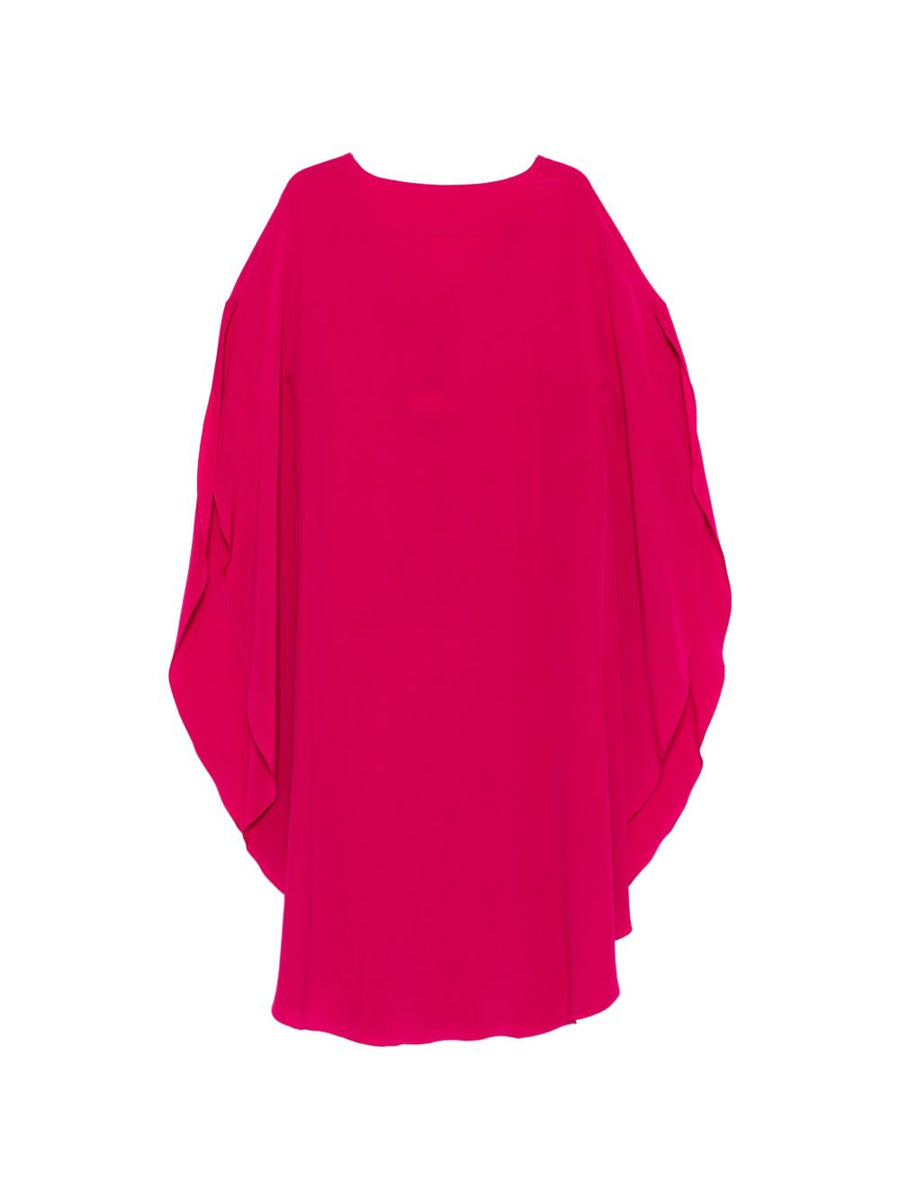 Gianluca Capannolo Silk Midi Dress For Women Luxurious Red With Pink Ruffle Sleeves