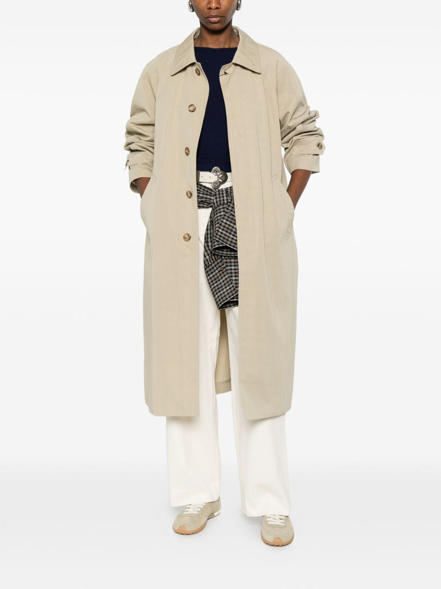 Dunst Khaki Cotton Blend Jacket With Front Button Fastening Classic Collar And Welt Pocket For Women