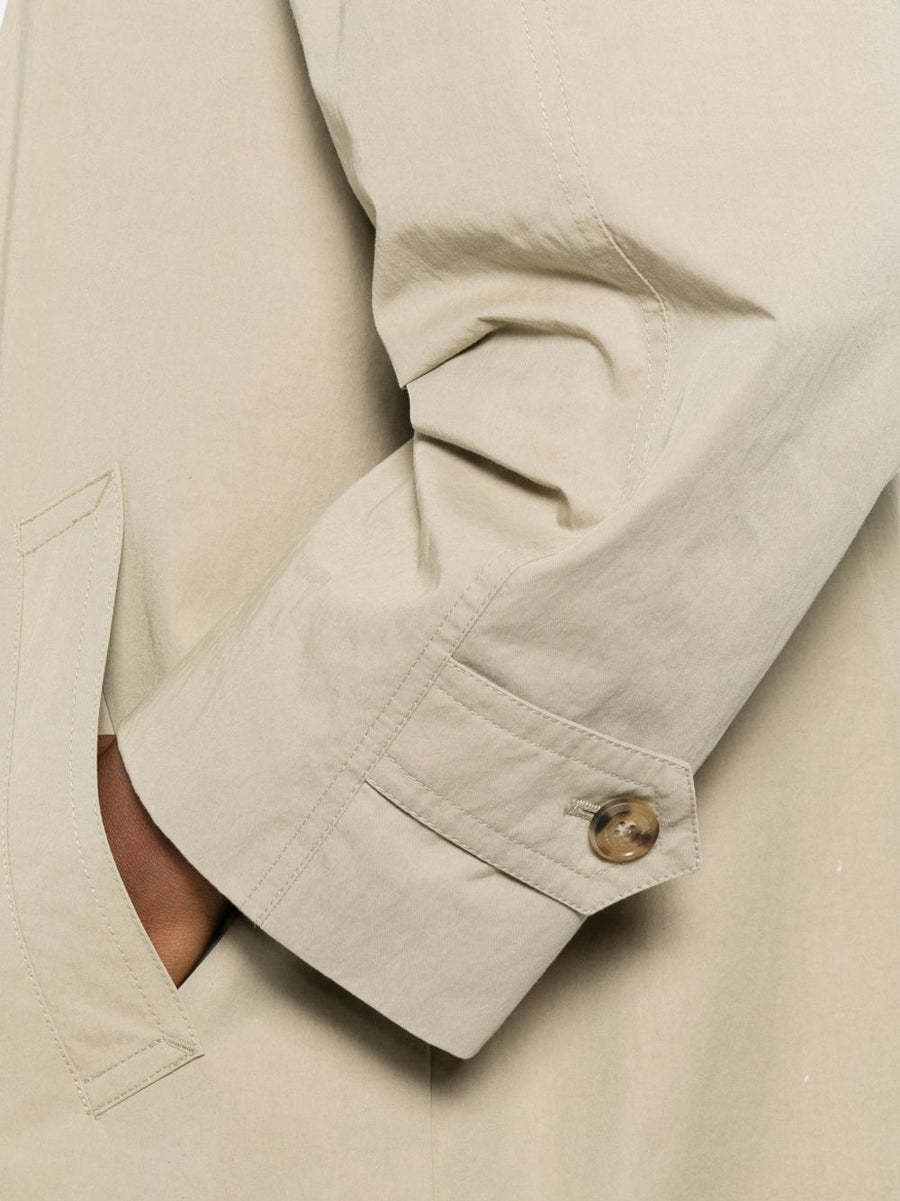 Dunst Khaki Cotton Blend Jacket With Front Button Fastening Classic Collar And Welt Pocket For Women