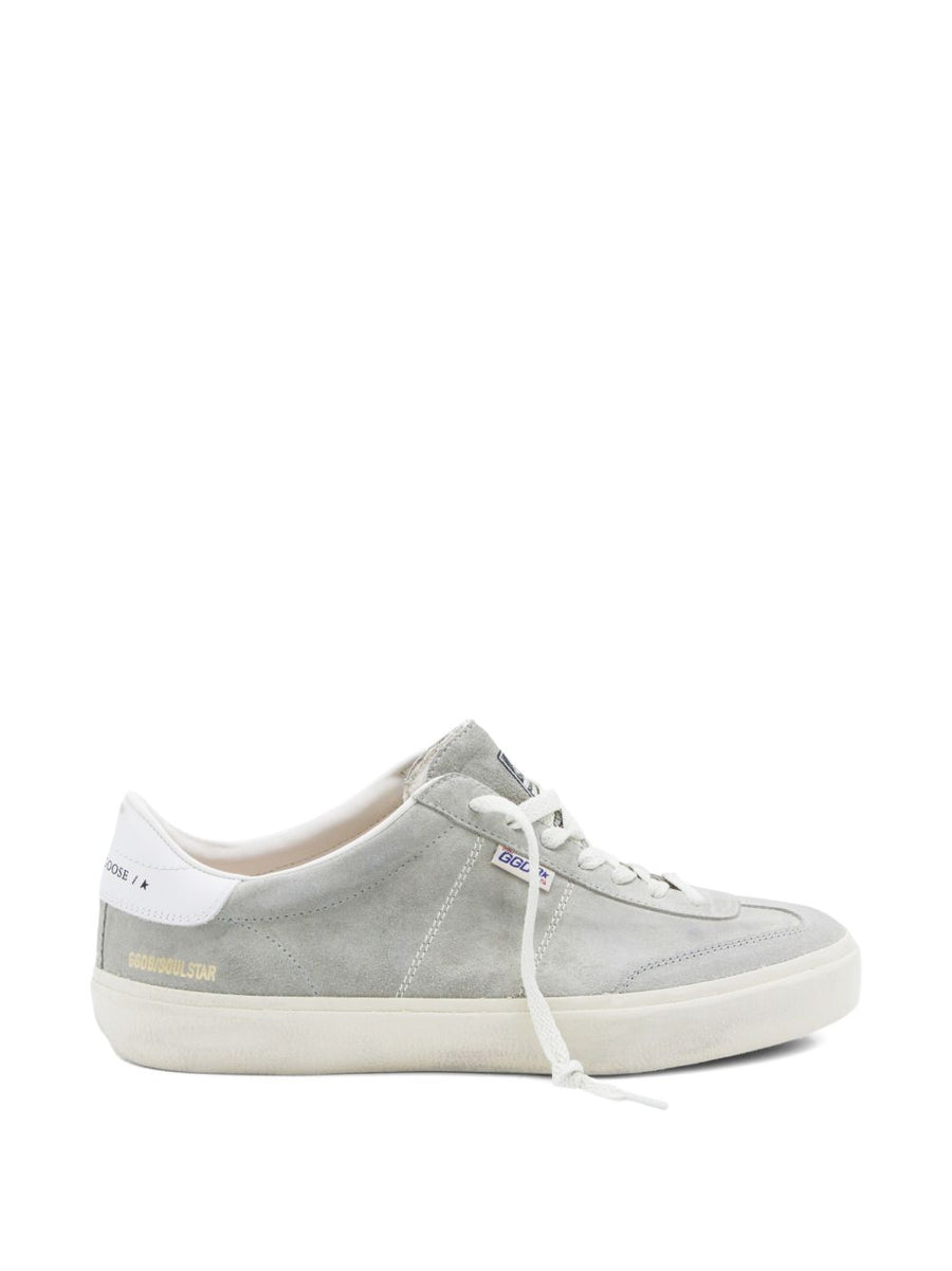 Golden Goose Soul Star Sneakers For Men Premium Calf Leather Panelled Grey With Lace Up Closure And Platform