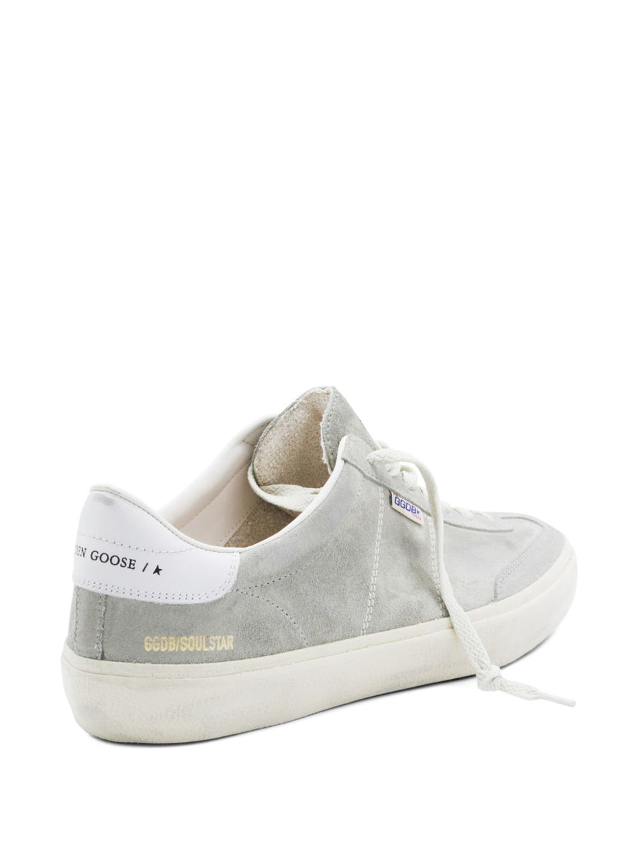 Golden Goose Soul Star Sneakers For Men Premium Calf Leather Panelled Grey With Lace Up Closure And Platform