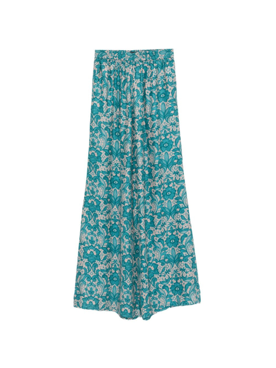 Gianluca Capannolo Antonia Printed Silk Trousers For Women Elastic Waistband Elegant Floral Silk Pants