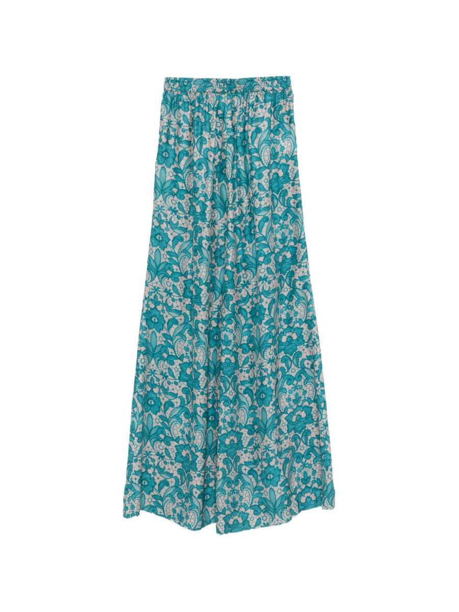 Gianluca Capannolo Antonia Printed Silk Trousers For Women Elastic Waistband Elegant Floral Silk Pants