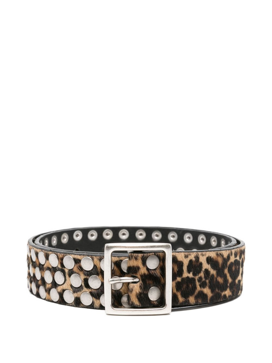 Golden Goose Leopard Pattern Studded Belt For Women Bold Animal Print Accessory Statement