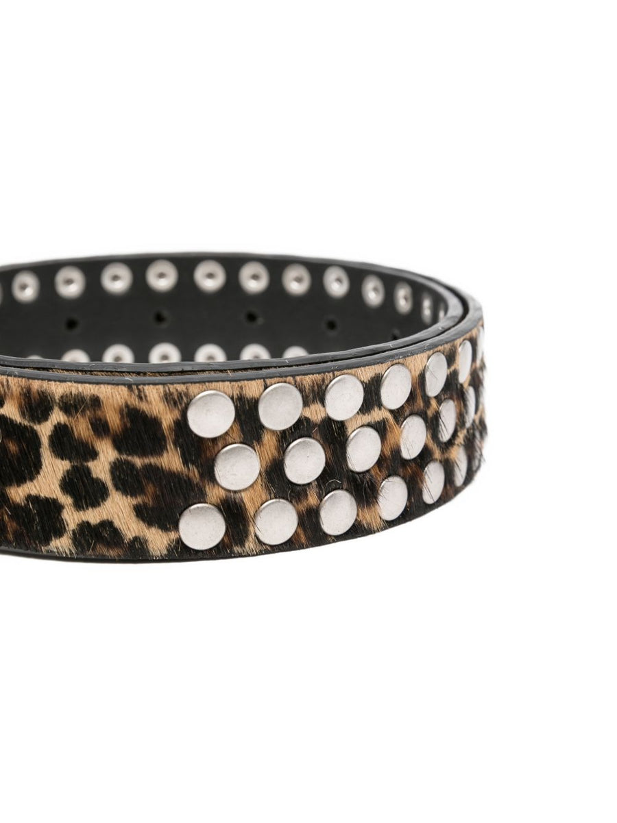Golden Goose Leopard Pattern Studded Belt For Women Bold Animal Print Accessory Statement