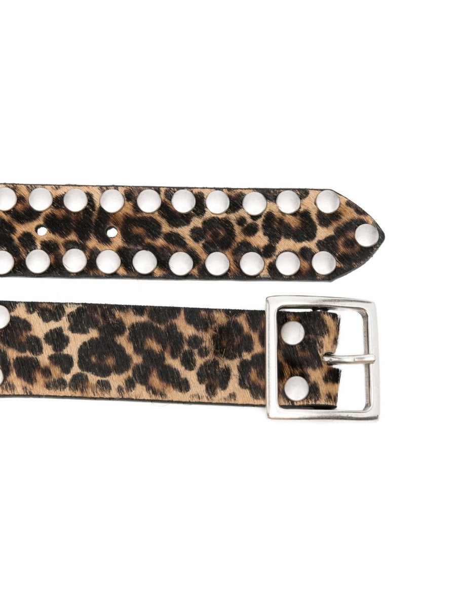 Golden Goose Leopard Pattern Studded Belt For Women Bold Animal Print Accessory Statement