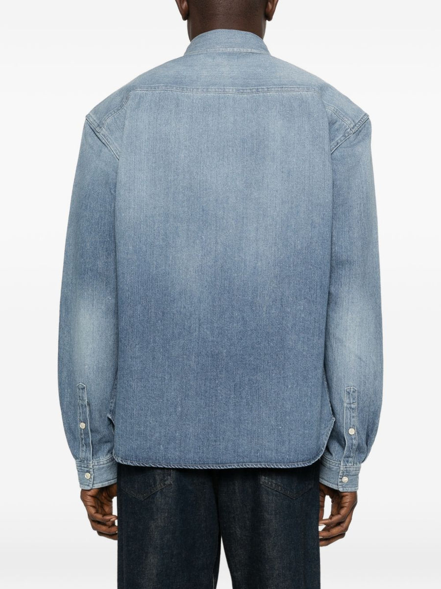 Saint Laurent Navy 100 Percent Cotton Shirt For Men With Subtle Blue Logo Detail And Premium Button Closure
